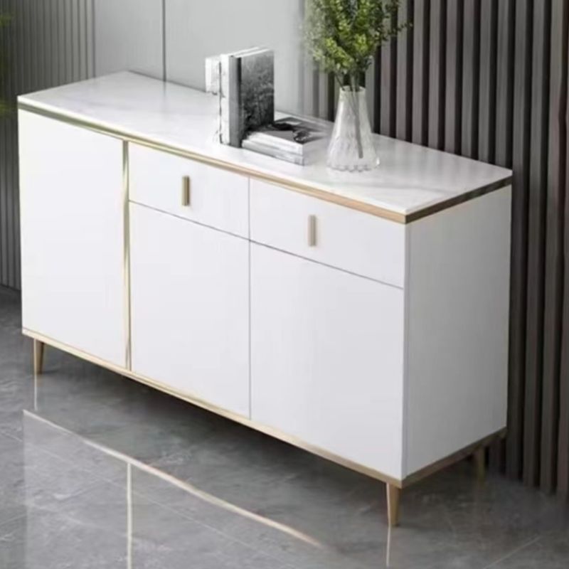 Art Deco Sideboard with 2 Drawers, Narrow/Standard Size, 3 Shelves, Sintered Stone Countertop, 4/3 Doors, Self-supporting