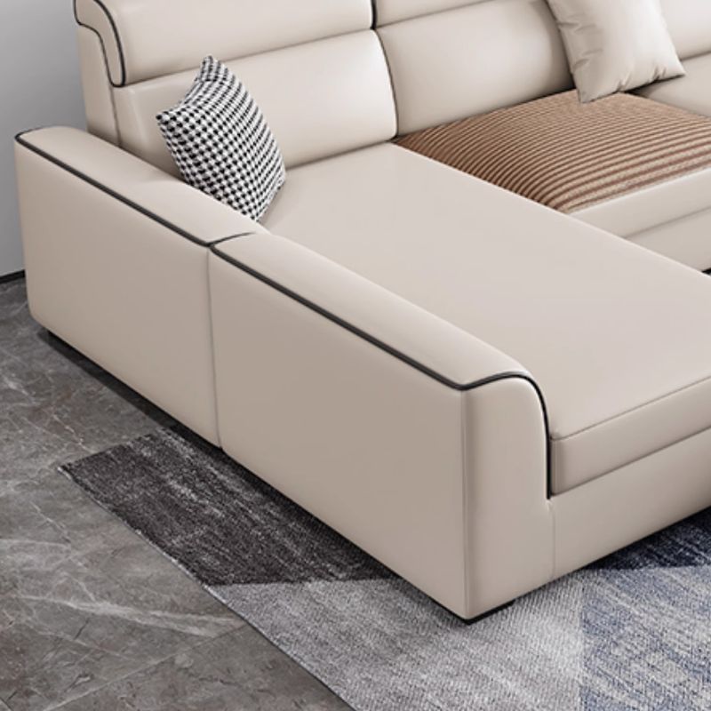 Modish Solid Color Scratch-durable Standard Sofa in Light Yellow with 4/5/3 Pillows, Seats 3/5/4