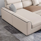 Modish Solid Color Scratch-durable Standard Sofa in Light Yellow with 4/5/3 Pillows, Seats 3/5/4