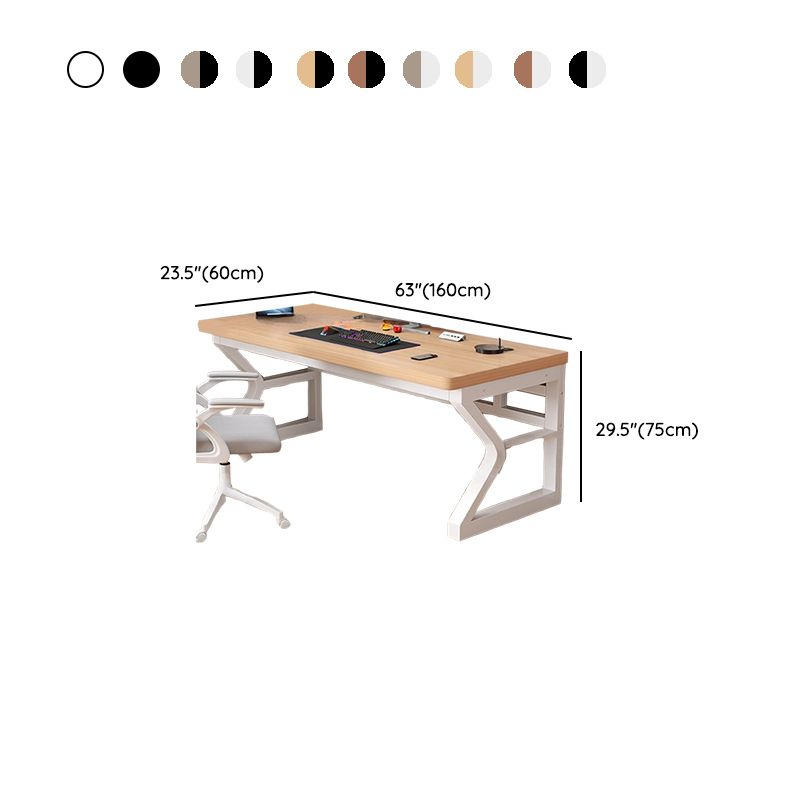 Modern Rectangular Gray/Chalk/Unfinished Color Manufactured Wood Office Computer Desk with Cable Management