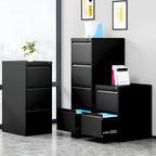 Modern Steel Vertical Filing Cabinet with Lock, Drawers & Self-Close Glides