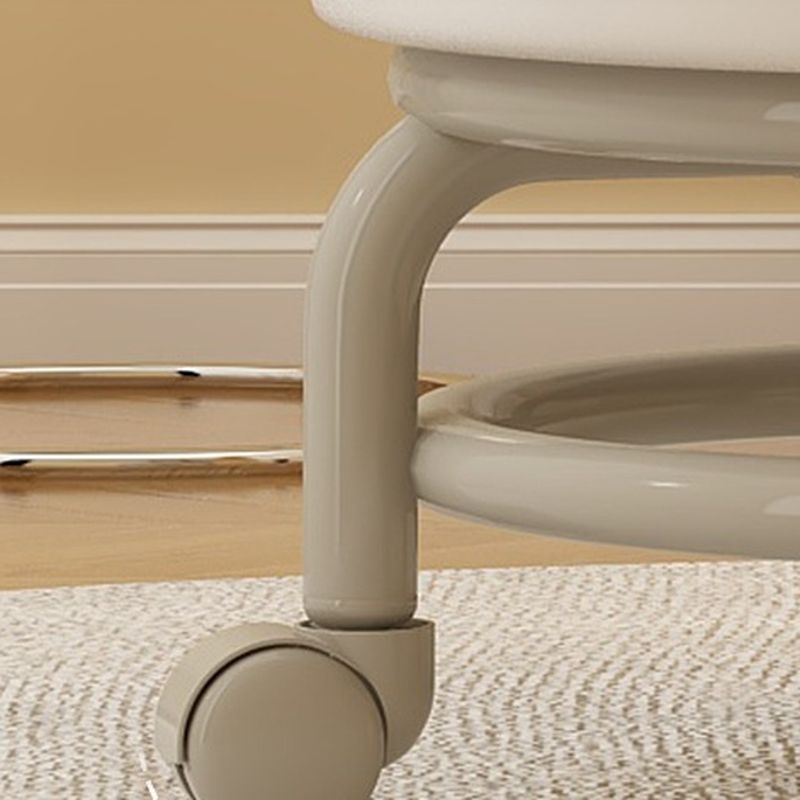 Trendy Circular Solid Color Standard Ottoman in Leatherette with Black/Dove Grey/Tan Upholstery and Rollers