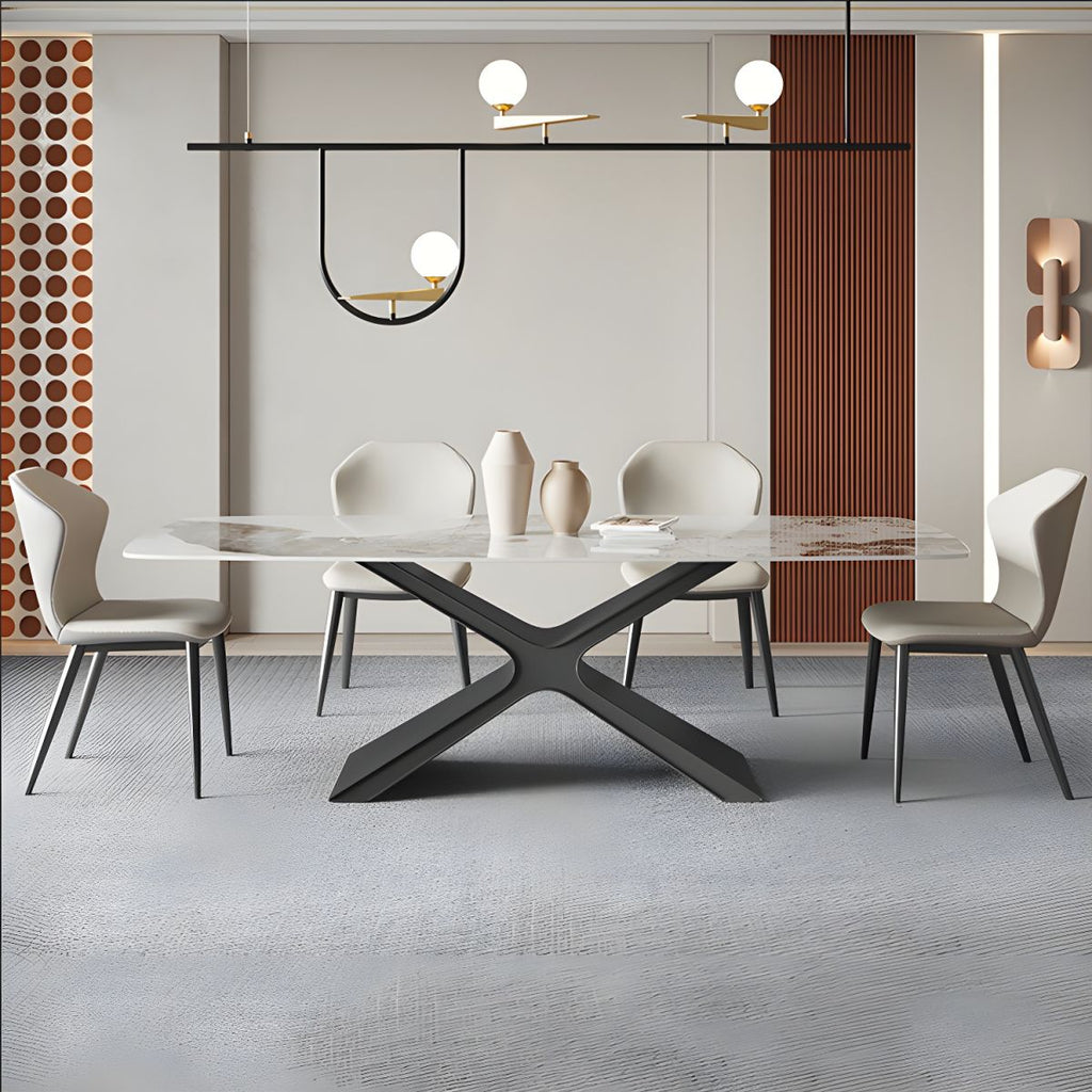 Modern Rectangle Sintered Stone Dining Set 1/2/4/5/6/7 Pieces Dining Table with Chairs