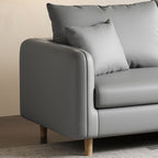 Modern Solid Color Scratch-defiant Standard Sofa in Pu with Light Gray/Ivory/Coffee Upholstery, 3-seater with 2 Pillows