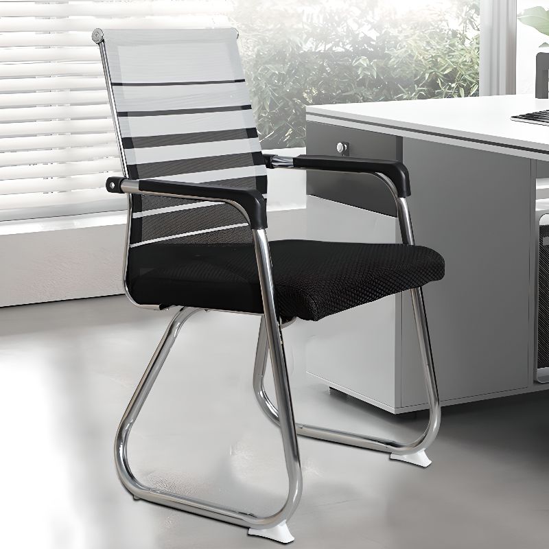 Simple Upholstered Office Chairs in Midnight Black with Armrest and Ergonomic Design