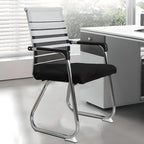 Simple Upholstered Office Chairs in Midnight Black with Armrest and Ergonomic Design