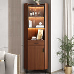 Damp-proof Scratch-immune Accent Cabinet with 1 Exterior Shelf, Glazed Door, Storm Gray Top, Soft Close Drawer, and Stain Resistant