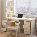Chalk Contemporary Timber Desk with No Additional Features, Stain Resistant, Drawers, and 1 Shelf
