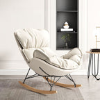 Metal Frame Damp-proof Cushioned Rocking Chair with Flared Arm in a Western Style