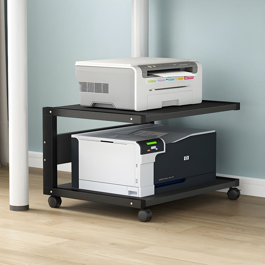 Ultra-Functional Compact Printer Stand with Locking Casters, Wood Material, Limited Warranty