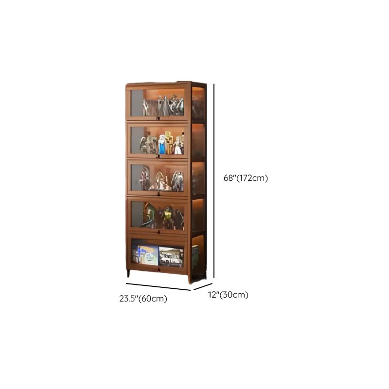 Charcoal Simplistic Bambusa Flooring Curio Cabinet with Sealed Cabinet, 2 Shelves/3 Shelves/4 Shelves, 2 Doors/3 Doors/4 Doors