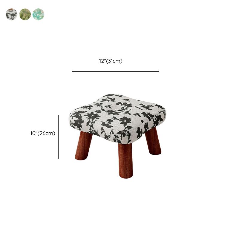 Trendy Flower Pattern Standard Ottoman with Multicolor Upholstery, Timber Frame, and Button-tufted Design