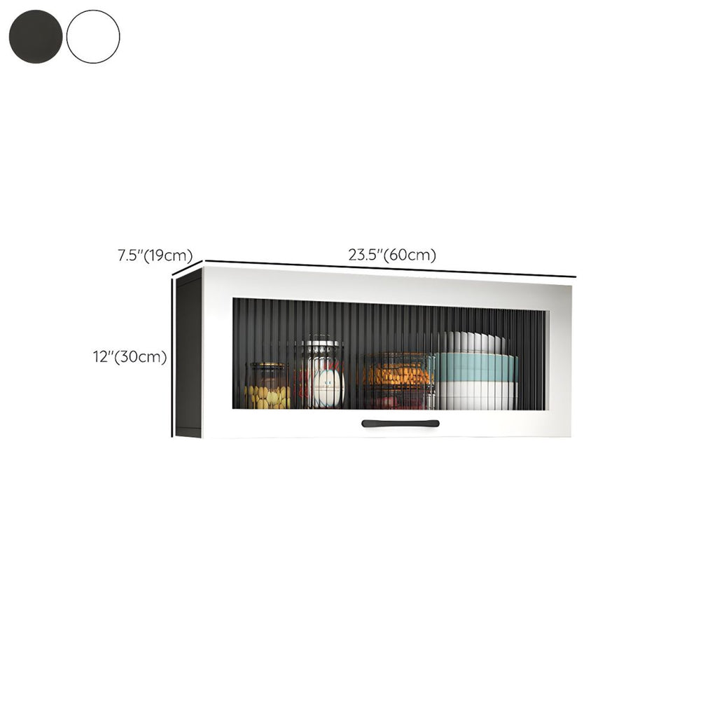 Contemporary Faux Wood Wall Mounted Display Cabinet with Acrylic Door