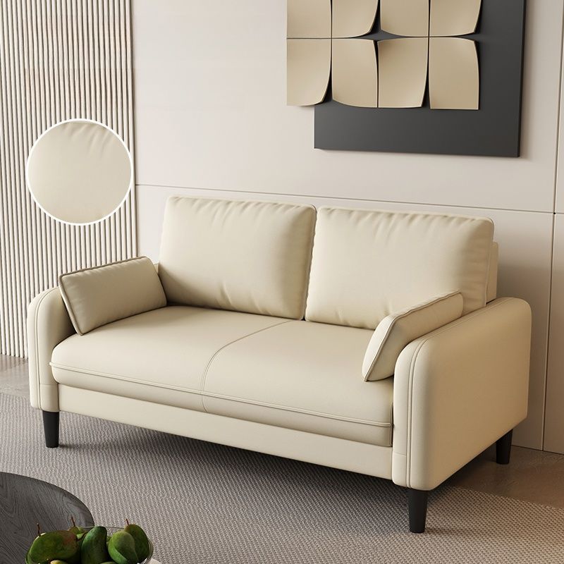 Drawing Room Standard Sofa in Pu Leather with Gray/Mocha/Off-White Upholstery and Armrest