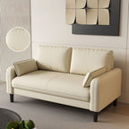 Drawing Room Standard Sofa in Pu Leather with Gray/Mocha/Off-White Upholstery and Armrest