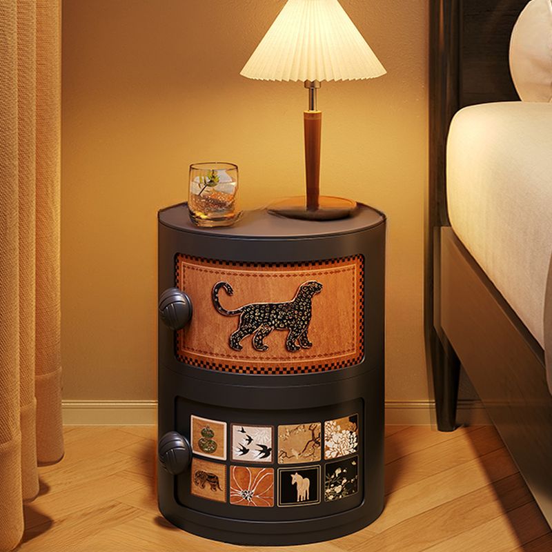 Modern Simple Style Detached Accent Cabinet with Closet, Synthetic Countertop, Cabinet Knobs, and Midnight Black/Chalk Top Color