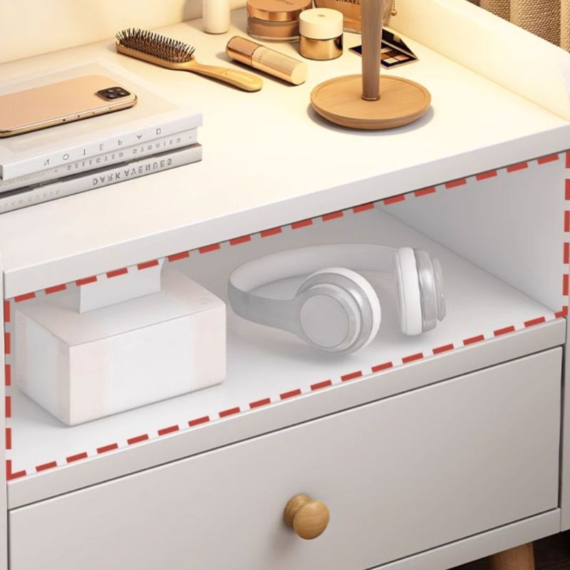 Modish Drawer Storage Bedside Table with 1 Drawer, 3 Shelves, and Composite Wood Countertop