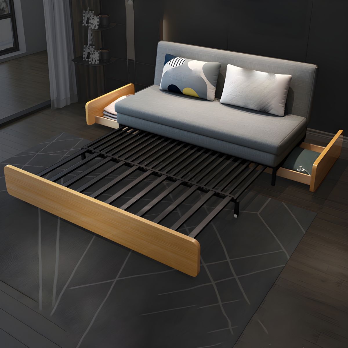 High Wear Resistance Armless Sofa Bed 32.68"H Fabric Tight Back Sofa Bed