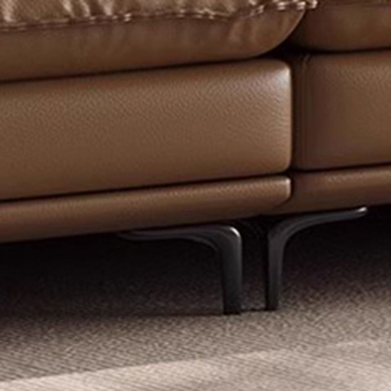 Modish Solid Color Stain Resistant Standard Sofa/Loveseat in Auburn with Pillow Top Arm and 2 Pillows for 5 Person/4-seater/3-seater