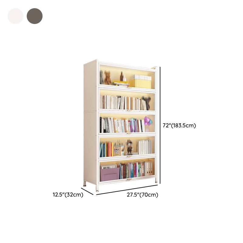 Metal Organizer Shelf with 4/5/3 Shelves, Vertical/Lateral Filing Orientation, Lucite Door, Closed Back