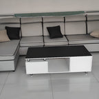 Modish Solid Color Tear Resistant Standard Sofa in Light Gray with Seats 5/Seats 4/Seats 3, Receptacle Storage, and 2 Pillows