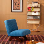 Simplistic Crisscross Side Chair with Sewn Pillow Back in Yellow/Blue/Light Brown