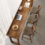 Minimalist Pub Table with Pine Wood Top and Sled Base in Auburn Rectangle Shape