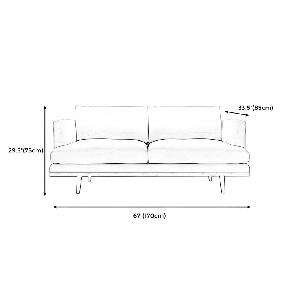 Northern European Wooden 2/3-Seater Sofa Wood Legs Square Arm Sofa