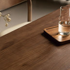 Tan Modish Rectangular Dining Table with Natural Wood Top and Fixed Table Mechanism