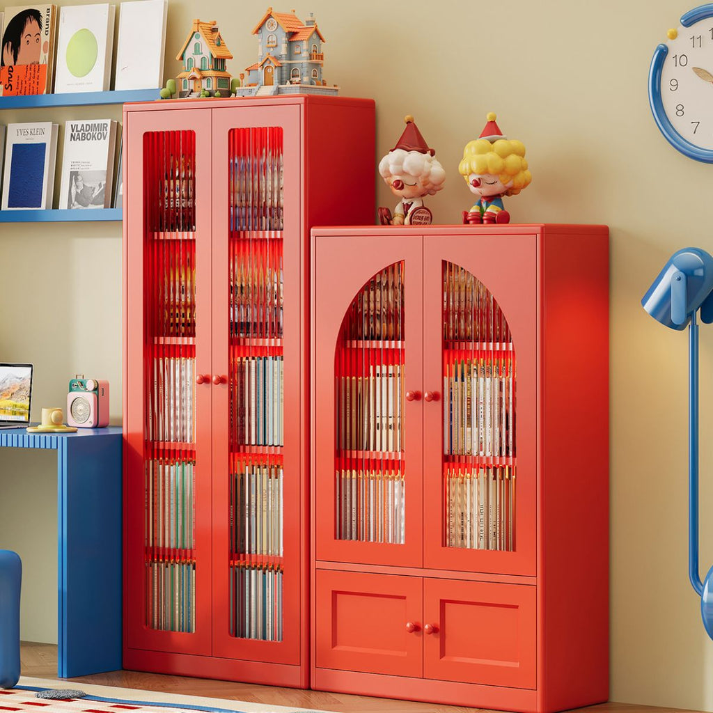 Organizing Shelf with 1 Cabinet, 2 Cabinets, 5-Shelf, 4 Shelves in Alloy Vertical with Closed Back