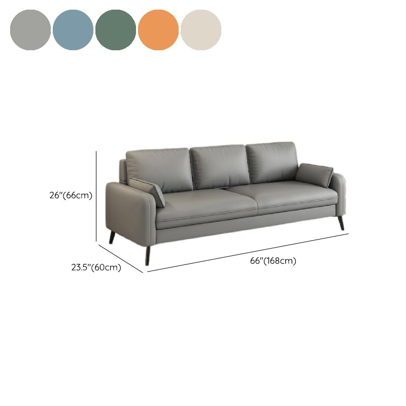 Simple Solid Color Blue/Grey/Orange Sofa with Pillow Back & Square Arm Living Spaces, Scratch Resistant