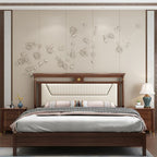 Trendy Panel Headboard in Natural Wood with No Distressing, Rectangle Shape for King/Queen/Full Bed, Featuring Sponge Upholstery and Standard Height