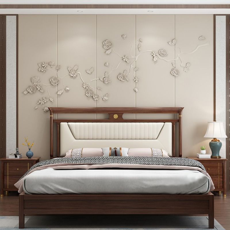 Trendy Panel Headboard in Natural Wood with No Distressing, Rectangle Shape for King/Queen/Full Bed, Featuring Sponge Upholstery and Standard Height