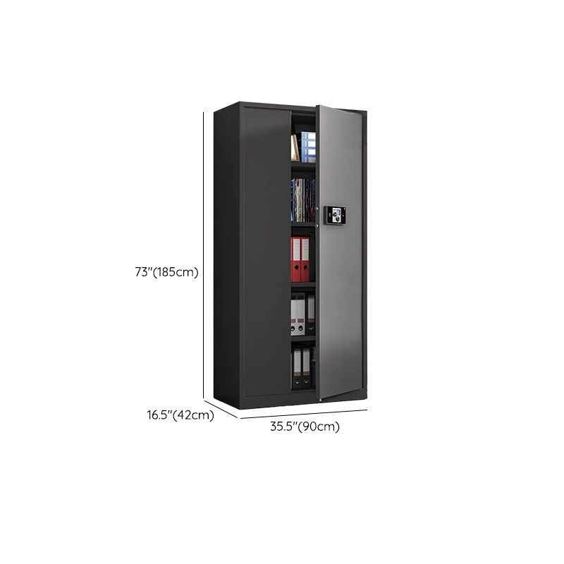 High-Security Steel Filing Cabinet with Fire Resistance, Adjustable Shelves & Lock, Black Design