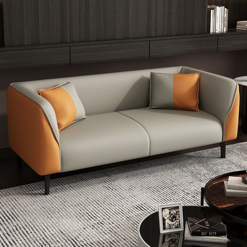 Contemporary Faux Leather Tuxedo Sofa with Water Resistant Design and Foam Seat Cushions
