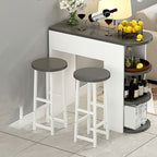 Contemporary Living Room Wood Bar Set with Storage and Backless Seating