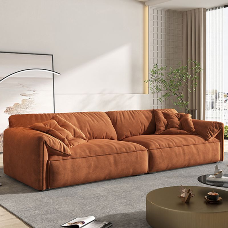 Contemporary Modern Water Resistant Cream/Sepia/Gray Solid Color Floor Sofa with 2 Pillows for 4/for 3