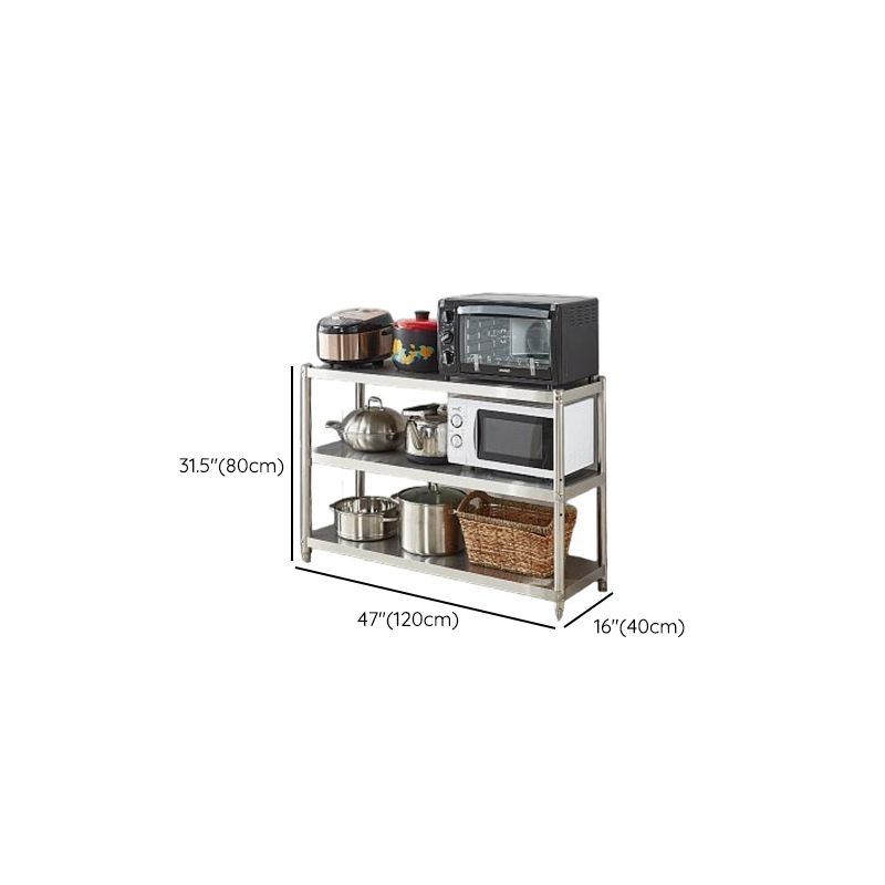 Silver Modern Standard Baker's Rack with Stainless Steel Frame and Metal Shelves