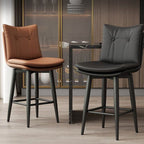 Casual Soft Seating/Rawhide Bar Stools in White/Caramel/Amber Color with Back, Turned Swivel Saddle Seat, and Leg Rest