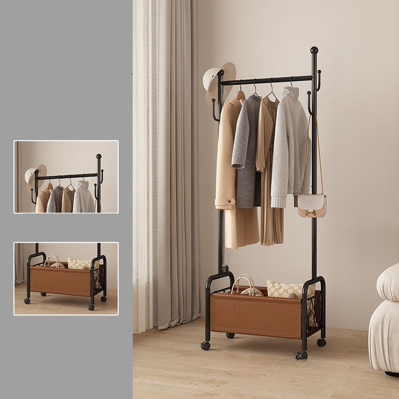 Modern Simple Style Hall Rack with Receptacle Storage, 1 Shelf, Iron Frame, and Alloy Hook