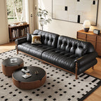 Modern Solid Color Tear Resistant Loveseat in Black/Auburn with 2 Pillows for 2-seater