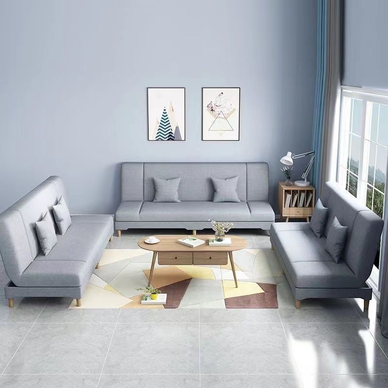 Contemporary Modern Antimicrobial Foldable Cerulean/Dove Grey/Rose Solid Color Sleeper for Seats 3 with 2 Pillows