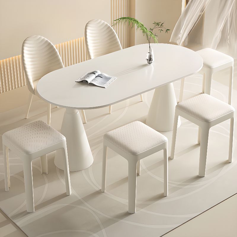 Minimalist Backless Stool with Upholstered Seat and Synthetic Material Frame