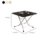 Silver Composite Wood Dining Table with Crossed Legs, Scratch-proof and Foldable Square Top for 2-seater