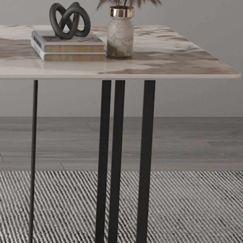 Casual Writing Desk with Easy Assembly and Corrosion Resistant Double Pedestal Base in Ink/Chalk/Beige, Unattached Slate Top