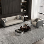 Contemporary Faux Leather Tuxedo Sofa with Water Resistant Design and Foam Seat Cushions