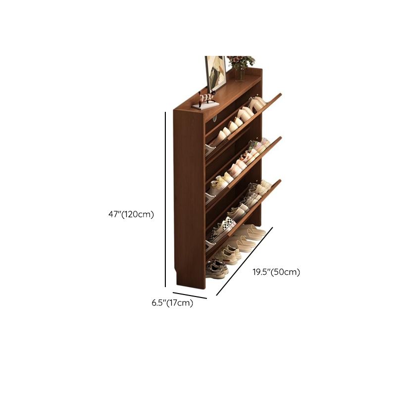 Engineered Wood 3 Tiers Entryway Shoe Storage with Shelf, Unattached Gate, Dustproof Cover, and Closed Back