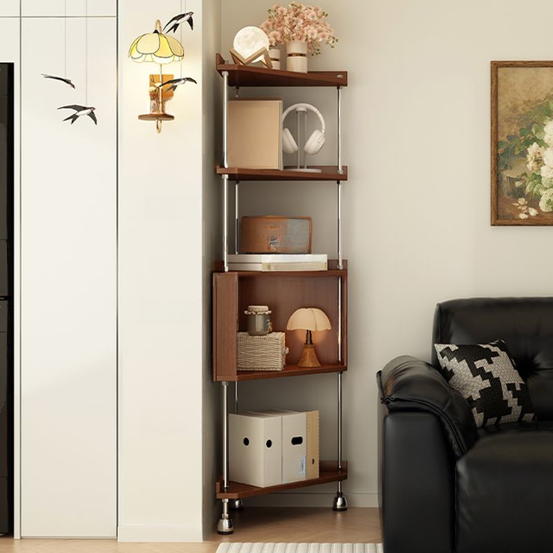 Modern Simple Style Nook Decorative Cabinet with Rubberwood Countertop, Adjustable Shelf, and Sepia Top