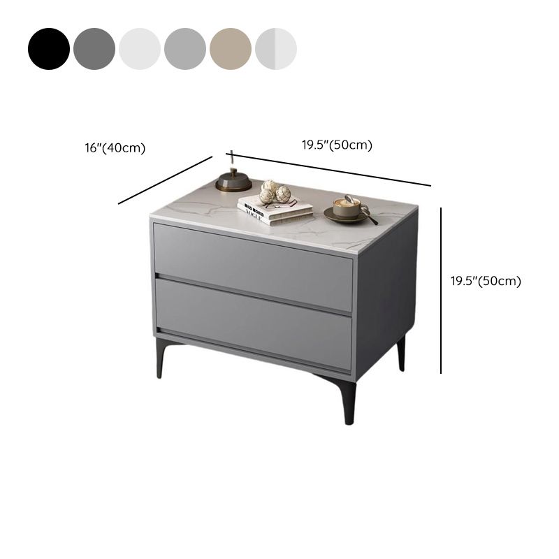 Modish Nightstand With Drawer Organization with 2 Drawers, Lumber/Stone Countertop, and Leg