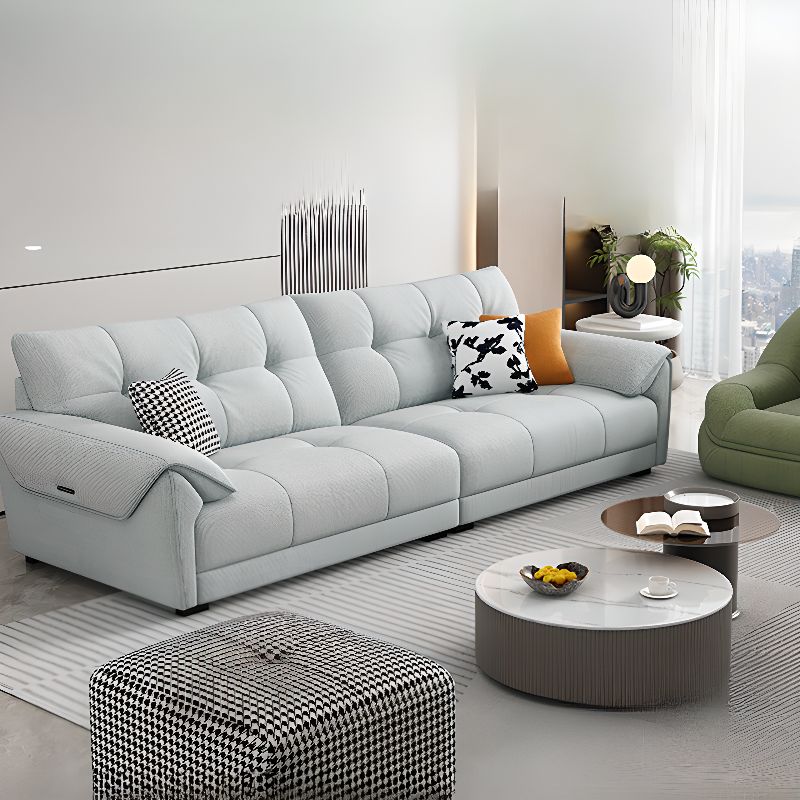 Standard Sofa with Cotton Upholstery in Light Gray and 3 Pillows